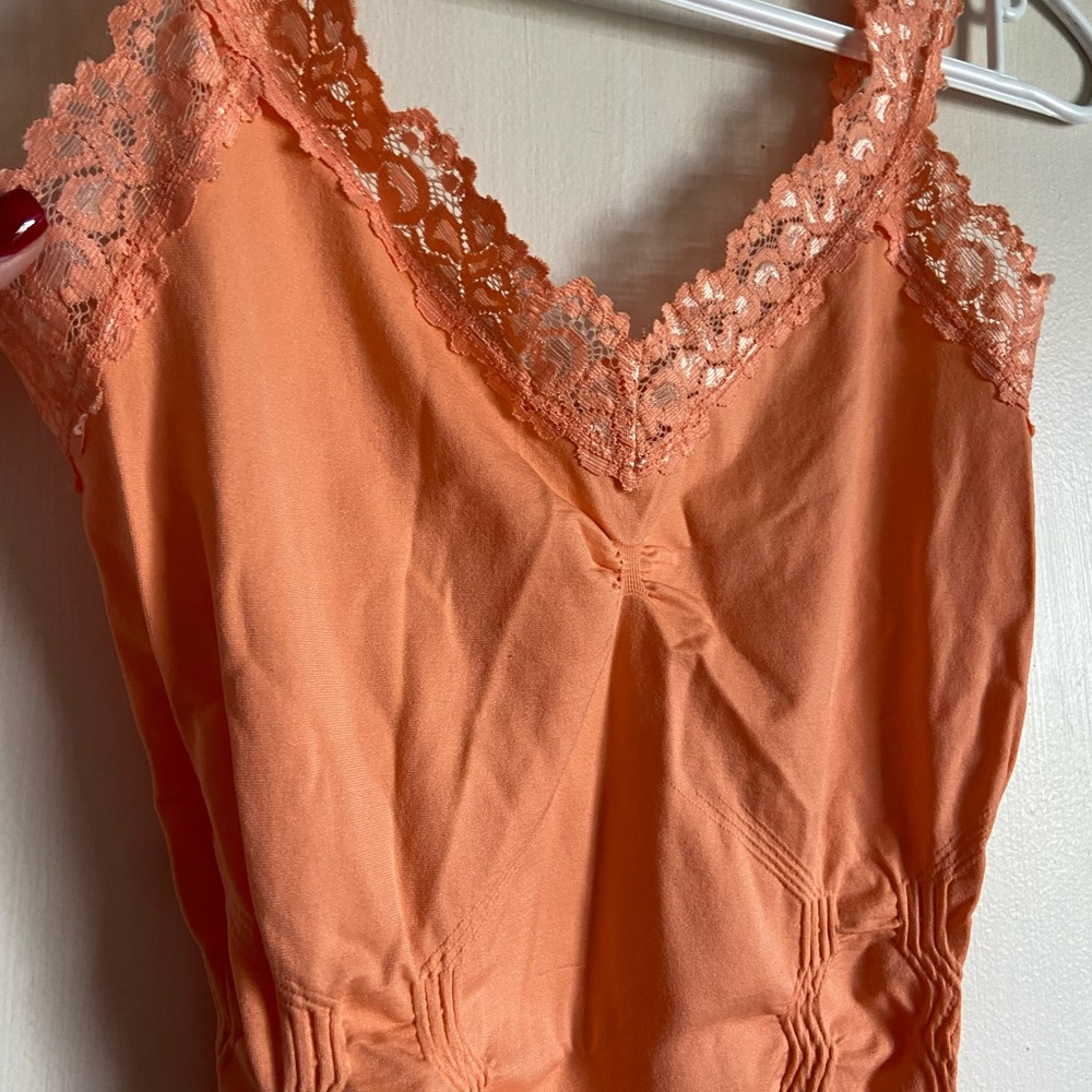 Lace-Trim Orange Creamsicle/ Peach Slip Tank